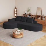 KEIKI 108.5" L Shaped Corner Sofa, Curved Sectional Couch with Chaise, Upholstered Chenille Sectional Couch for Living Room, Bedroom, Black KEIKI