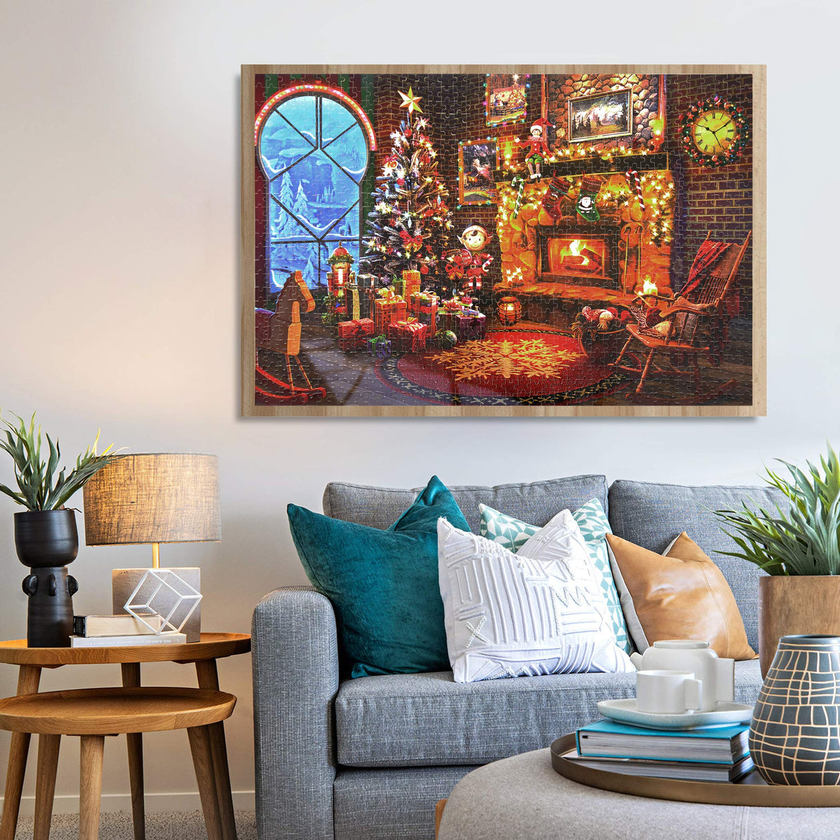 Lavievert Wooden Jigsaw Puzzles 1000 Piece Christmas Puzzles for Adults and Kids - Fireplace, Christmas Tree, Stockings LAVIEVERT