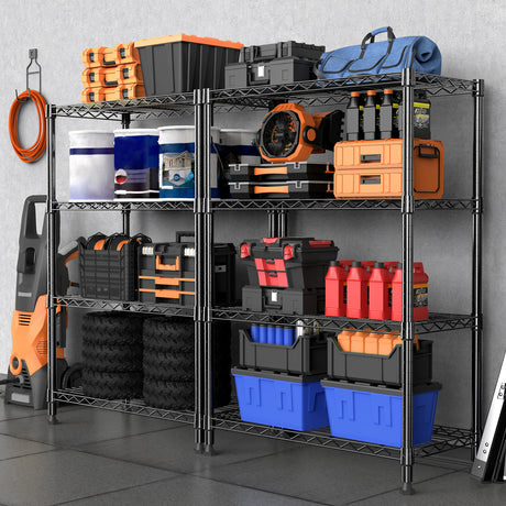 M MZG 1000 lbs Storage Shelving Steel Heavy Duty 4-Tier Utility Shelving Unit Steel Organizer Wire Rack for Home,Kitchen,Office,Black (13.7" D x 23.6" W x 53.4" H) M MZG