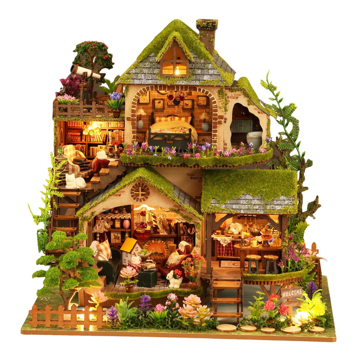 RHZN Miniature House Kit, Dollhouse Kit, Miniature Kit, DIY Mini House Building Kit for Adult Teen, Forest Adventure RHZN