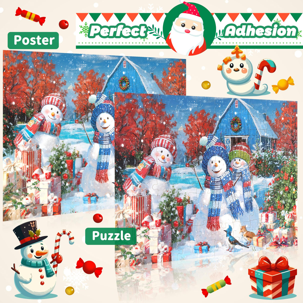 Bestbase 100 Piece Puzzles for Kids Ages 4-6 6-8 8-10, Christmas Snowman Holiday Jigsaw Puzzles, Kids Puzzles Wonderful Xmas Gifts, Christmas Puzzle Stocking Stuffers for Boys Girls Bestbase