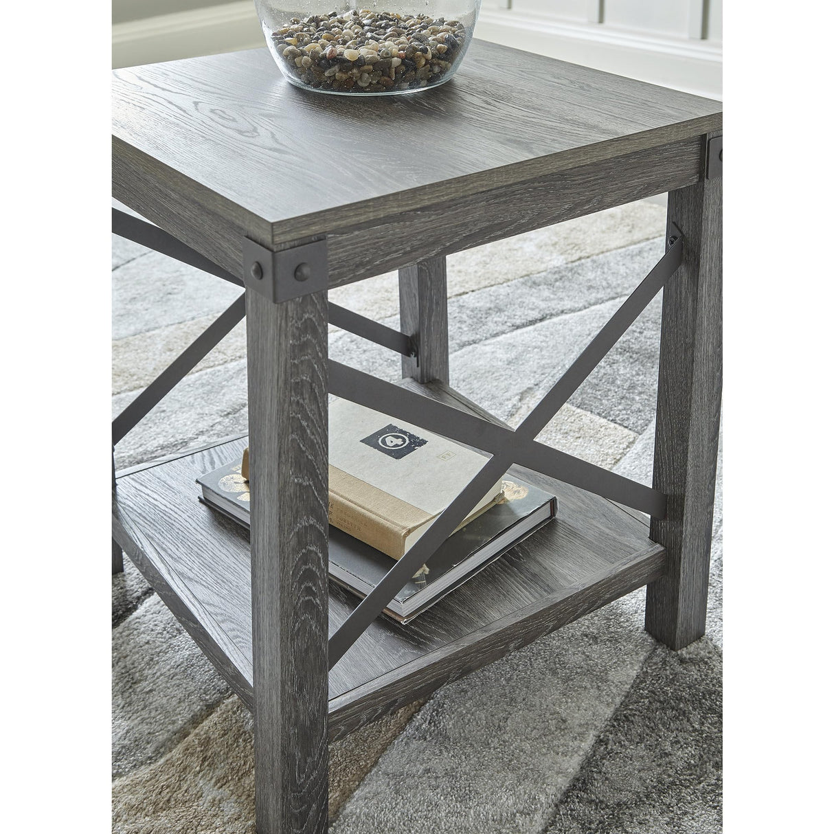 Signature Design by Ashley Freedan Rustic Farmhouse End Table, Gray Signature Design by Ashley