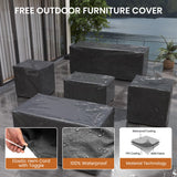 UDPATIO Patio Furniture Set with Fire Pit Table, 6 Pieces Outdoor Conversation Sectional Furniture Sets Wicker Rattan Outdoor Sofa Ottoman with Waterproof Covers for Porch Deck Backyard Blue UDPATIO