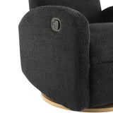 GDFStudio Swivel Glider Recliner Chair Nursery Rocker Recliner Chair with Boucle Upholstered High Back Single Seat Sofa Chair with Deep Seat Manual Nursing Reclining for Living Room, Black GDFStudio