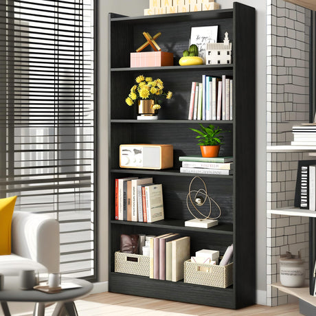 NicBex 72 Inch Tall Bookcase Modern 6-Tier Library Bookshelf Large Bookcases with Closed Back Wooden Bookcase with Stable Base Freestanding Storage Organizer for Bedroom, Office, Black NicBex