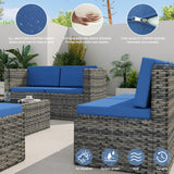 UIXE Outdoor Patio Furniture Sets with Propane Fire Pit Table, 10 Pieces Wicker Patio Sectional Sofa Lounge Couch Seating PE Rattan Conversation Set Includes 45" Gas Fire Table, Light Gray UIXE