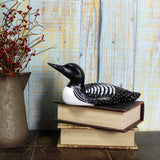 CVHOMEDECO. Primitives Hand Engraving and Painted Wood Loon Farmhouse Figurine Decorative Accent, 10-1/4 Inch CVHOMEDECO.