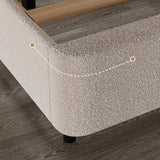 King Size Boucle Bed Frame, Upholstered Cloud Bed Frame with Headboard, Soft Platform Bed Frame with Thickened Footboard, Rounded Corners, No Box Spring Required, Easy Assembly, Cream HOMBCK