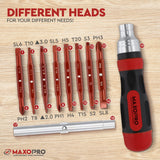 MaxoPro Ratcheting Screwdriver Set with Magnetic Tips - 19 In 1 Ratchet Multi Screwdriver - Portable and Multipurpose All In One Screwdriver, Phillips//Torx-Star/Hex/Square Bits MaxoPro