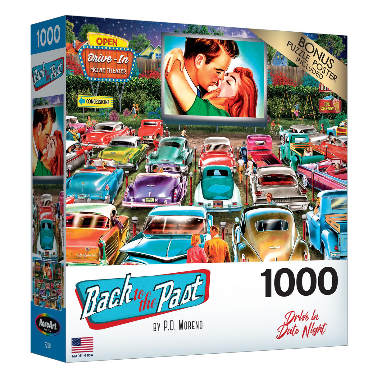 RoseArt - Back to The Past - Drive in Date Night - 1000 Piece Jigsaw Puzzle for Adults RoseArt