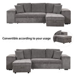 Merax Pull Out Sleeper Sofa with Storage Chaise and 2 Stools for Living Room, Modern L-Shape 3 Seat Reversible Sectional Couch Merax