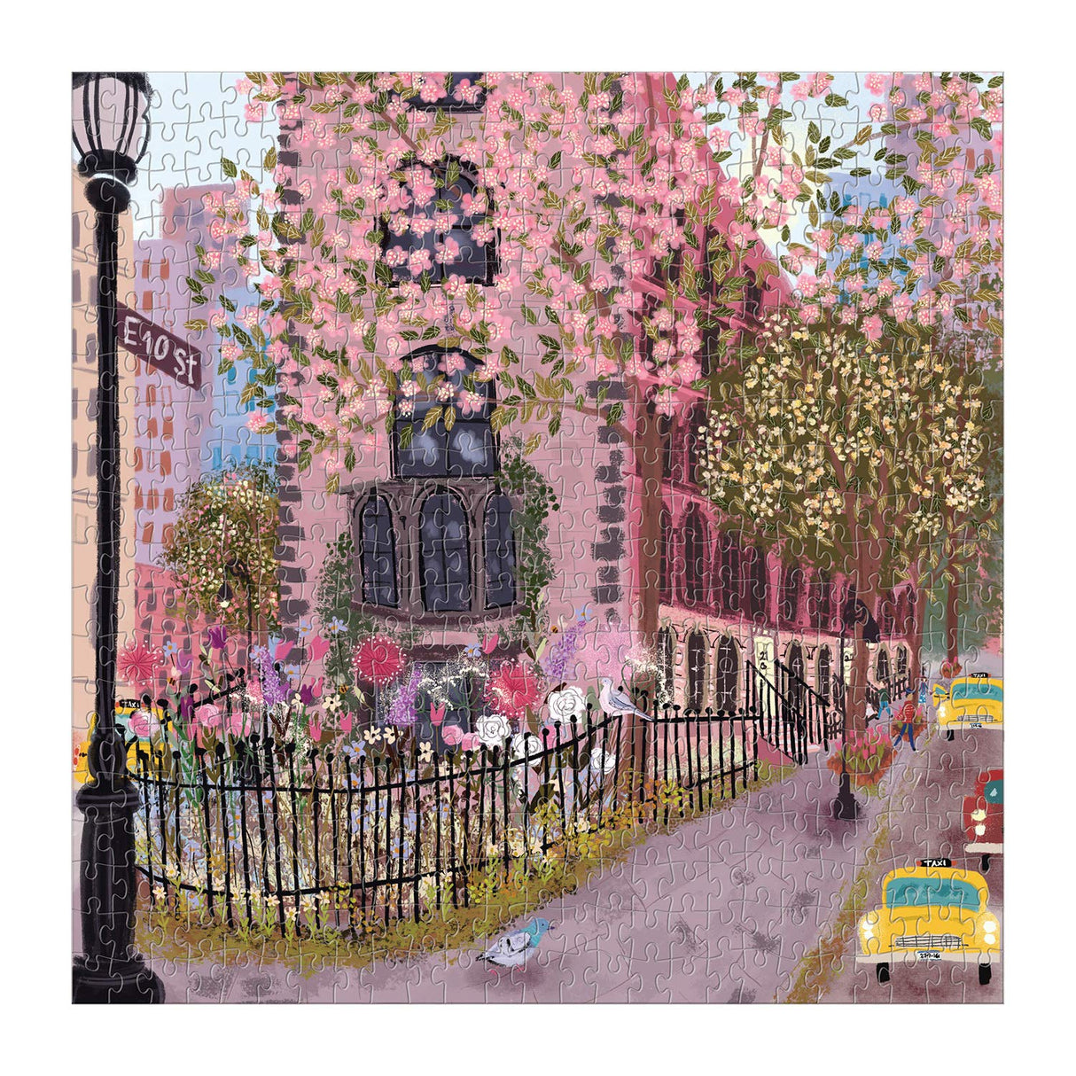 Galison Blooming Streets 500 Piece Puzzle from Galison - Beautifully Illustrated Jigsaw Puzzle of a Local NYC Street, Fun & Challenging, Unique Gift Idea Galison