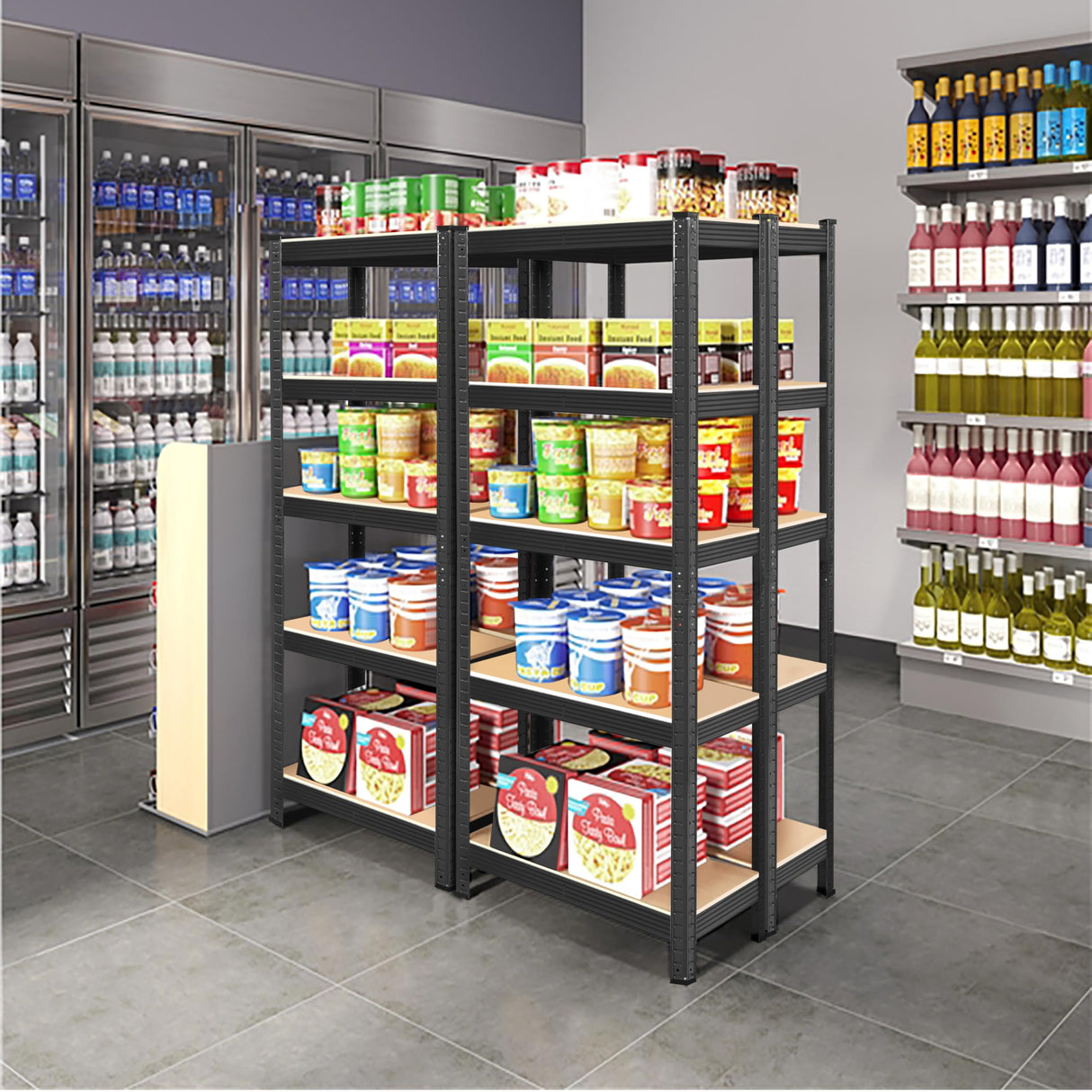 Topeakmart 5-Tier Utility Shelves, Metal Storage Shelves Garage Shelving Unit Adjustable Garage Storage Shelves Storage Racks Heavy Duty Shed Shelving- Black, 35.5 x 12 x 71 Inch Topeakmart