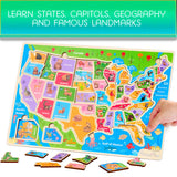 Montessori Mama Wooden USA Map Puzzle and World Continents and Oceans Map Puzzle (USA Map Puzzle) Montessori Mama