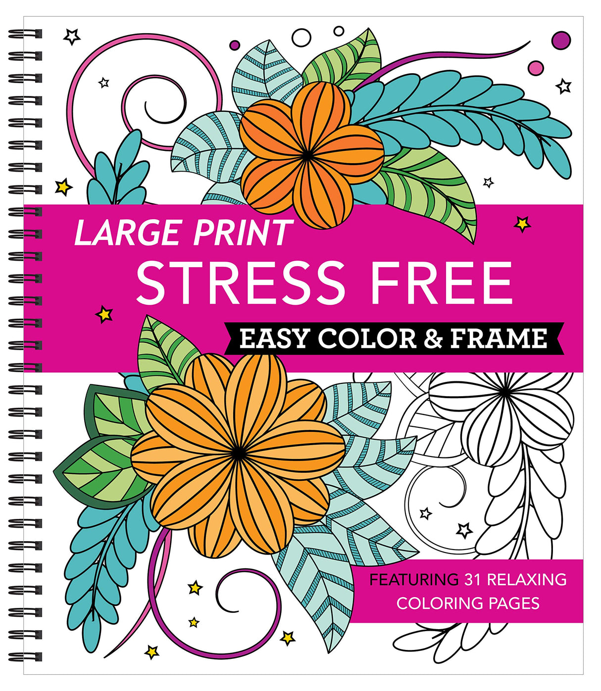 Large Print Easy Color & Frame - Stress Free (Adult Coloring Book) New Seasons