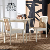 SAFAVIEH Home Collection Benicio White/Natural Rattan Dining Chair (Set of 2) DCH1005B-SET2 Safavieh