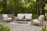 Signature Design by Ashley Outdoor Eucalyptus Carter Hall Patio Coffee Table, Beige Signature Design by Ashley