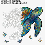 MYS Aurora Wooden Puzzles, Sea Turtle Jigsaw Puzzles 200 Pieces, Unique Shaped Wooden Puzzle for Adults and Kids, Birthday Gift Family Game 9.2 x 11.2 Inch Mys Aurora