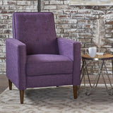 THINK 30 Mid-Century Fabric Rocker Recliner Chair with Tufted Design, Adjustable Single Recliner Sofa with Thicker Seat Cushion with Pocket for Living Room Bedroom Apartment (Purple Style1) THINK 30