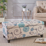 Christopher Knight Home Breanna Fabric Storage Ottoman, White And Blue Floral Christopher Knight Home