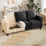 VICTONE Sectional Sofa Couch, 3 seat L-Shaped Small Sofa with Movable Ottoman Couch for Small Apartments, Living Rooms and Offices (Linen Fabric, Deep Grey) VICTONE