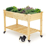 Idzo Raised Garden Bed with Legs, Durable Elevated Garden Box with Wax Oil Coated, 48x24x32in Wood Planter with Big Planter Box Load Up to 260 Pounds, Ergonomic Height for Convenient Plants Care IDZO