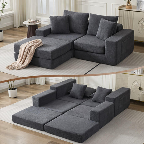 Korser Modular Sectional Couch with L-Shape Chaise, Modern Boneless Cloud Couch for Living Room, Sofa Bed with Deep Seat, No Assembly, Sleeper Sofa for Living Room, Bedroom, and Apartment Korser
