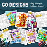 RYVE Coloring Books for Adults Relaxation Bundle – 2 Set of Funny & Relaxing Adult Coloring Books for Women & Men, Perfect Relax Stress Relief Gift (2-Pack) RYVE