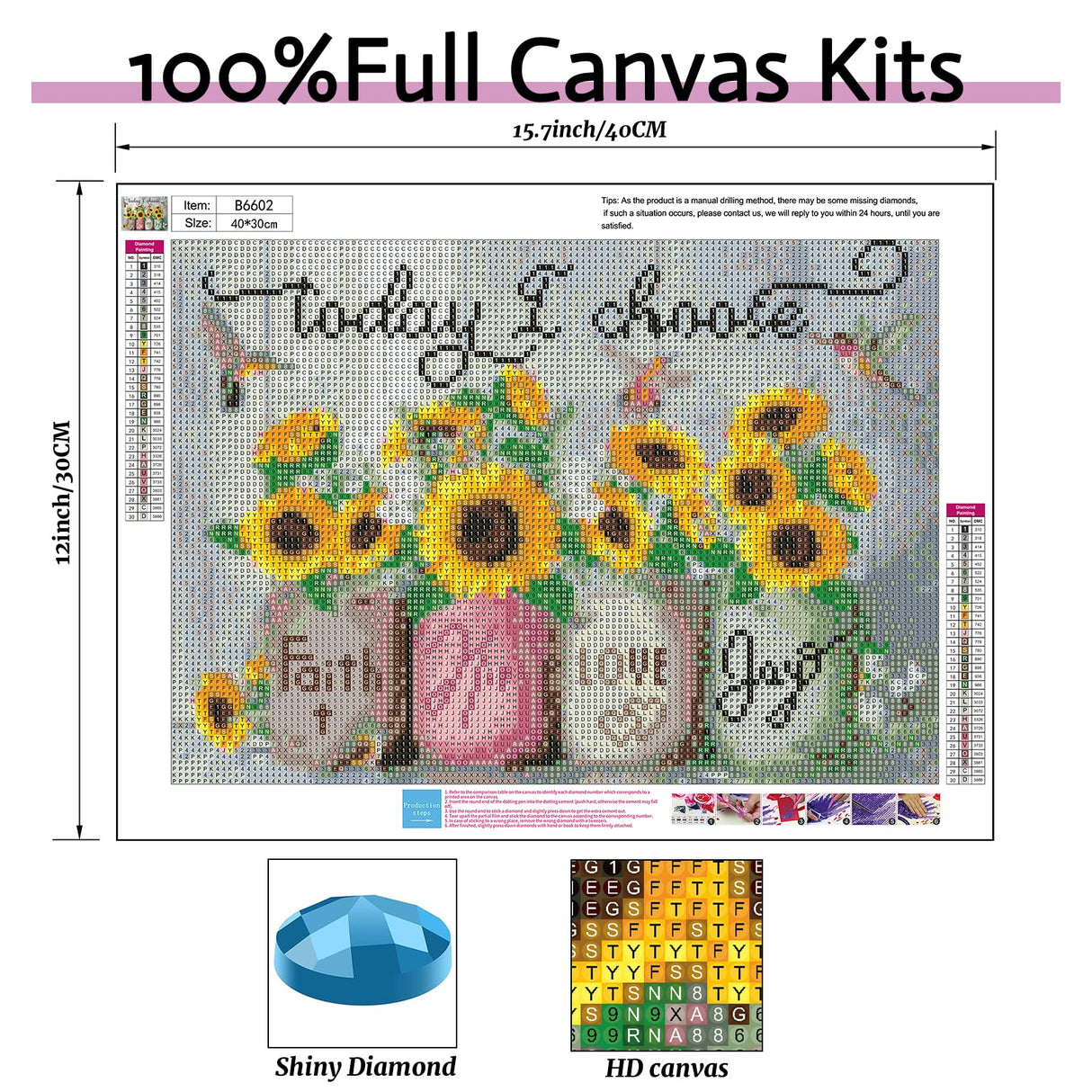 Hlison 5D Diamond Painting Kits for Adults, Diamond Art Kits for Kids Beginner, Sunflower DIY Rhinestone Diamond Painting for Gift, Home Wall Decor (12”W x 16”L) Hlison