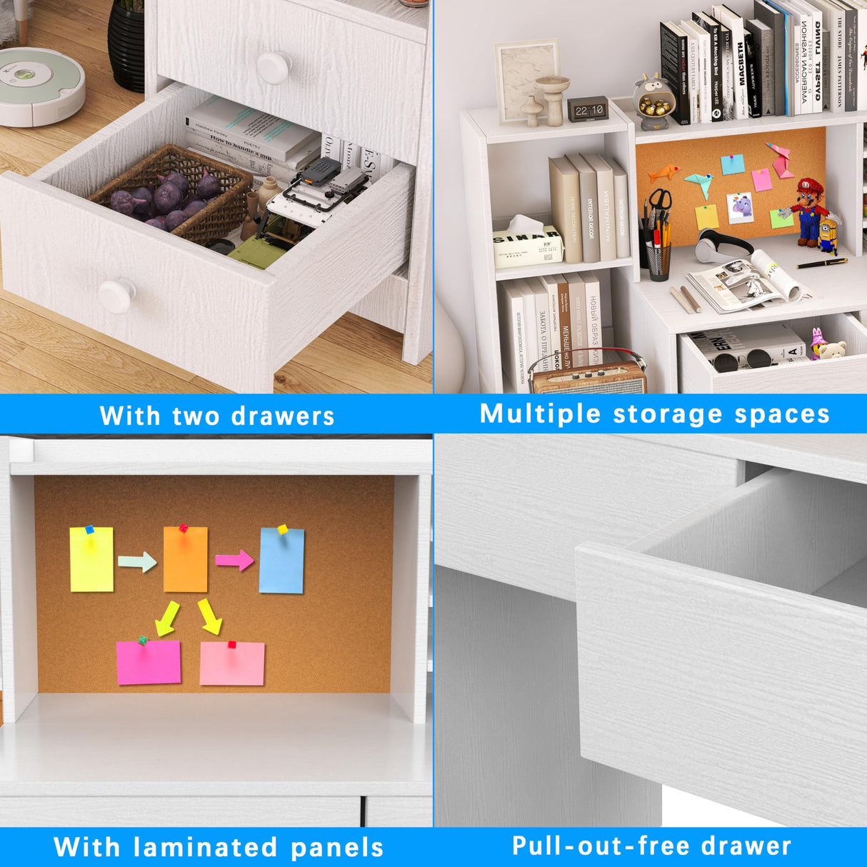 RUPOLX White Kids Desk and Chair Set for 5-12 Year Old, Childrens Computer Desk with 4 Drawers, Kids Study Table with Storage Shelf -Ck5-40 RUPOLX