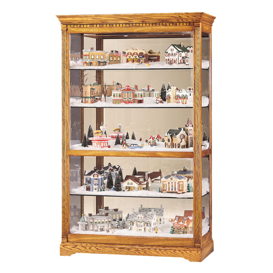 Howard Miller Beutler II Curio Cabinet, Lighted Storage Cabinets with Golden Finish, Adjustable Glass Shelves Vertical Home Decor for Collectibles, Decorative Items, Living Room & Office