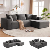 Mangodan 110” Cloud Sectional Couch, Boneless Sofa for Living Room, Modular Sectional Sofa with Deep Seat, Fluffy Couch with L-Shaped Chaise, No Assembly Required (Right-Facing Chaise, Dark Grey) Mangodan