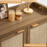 SICOTAS Shoe Cabinet, 24 Pair Shoe Storage Organizer Cabinet, 41" Tall Rattan Shoe Cabinet with Doors and Shelves, 6-Tier Farmhouse Boho Wooden Storage Cabinet for Entryway Hallway Closet Bedroom SICOTAS