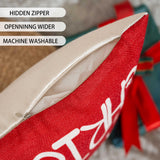 Red Christmas Decorations-Throw Pillow Covers 18x18 in Set of 4,Decorative Joy Snowflake Pillow Case for Couch Sofa Winter Holiday Indoor Outdoor Home Red White Xams Decorations Hongsome