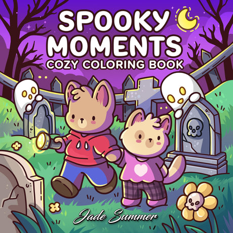 Spooky Moments: Cute Coloring Book for Adults and Teens with Adorable Characters and Creepy Scenes for Relaxation (Cozy Coloring Books) WoodArtSupply