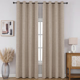 CUCRAF 100% Blackout Window Curtains 84 inches Long 2 Panels Set, Faux Linen Look Thermal Insulated Grommet Drapes, Room Darkening Curtain for Bedroom Living Room(W52 x L84 Inch, Light Khaki) CUCRAF