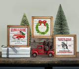 Set of 3 Rustic Wood Frames for Tiered Tray Decor - 36 Interchangeable Seasonal Home Signs for Valentines, St Patrick's Day, All Seasons, 7x7 in Parallel Decor