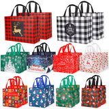 YANGTE 20 Pack Christmas Gift Bags Assorted Sizes, Reusable Tote Bags with Handle, Includes 4 Large 8 Medium 8 Small Non-Woven Christmas Bags for Xmas Party Favors YANGTE