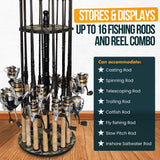 Rush Creek Creations 16-Rod Round Fishing Rod Holder for Garage, 360° Access Fishing Pole Holder for Fishing Rods, Reels, and Gear, Securely Holds 16 Rods, Camouflage Rush Creek Creations