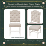 Merax 5 Piece Kitchen Extendable Dining Table Set, Wood Round Dining Table Set with Extendable Table and 4 Upholstered Chairs for Dining Room, Living Room (Oak Natural Wood + Off White) Merax