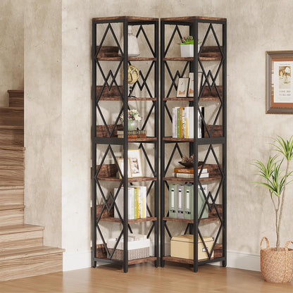 Tribesigns 75-Inch Tall Narrow 6-Tier Bookshelf with Heavy Duty Metal Frame in Brown - WoodArtSupply