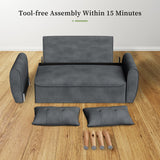 Vongrasig 47" Small Modern Loveseat Sofa, Mid Century Linen Fabric 2-Seat Couch Tufted Love Seat with Back Cushions and Tapered Wood Legs for Living Room, Bedroom and Small Space (Dark Gray) Vongrasig