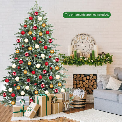 Goplus 7ft Artificial Christmas Tree, Feel Real Unlit Hinged Xmas Spruce Tree w/ 1260 Mixed PE & PVC Branch Tips, Metal Stand, Wintry Indoor Decoration for Holiday Festival