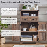 ACCOHOHO Bathroom Floor Cabinet, Farmhouse Bathroom Storage Cabinet, 24" Wide Bathroom Cabinet with Drawer, Adjustable Shelf, Barn Doors, Cabinet for Bathroom, Kitchen, Living Room, Rustic Brown ACCOHOHO