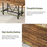 LITTLE TREE 63-Inch Industrial Bar Table with Metal Footrest, Counter Height Pub Table for Kitchen, Home Bar & Entertaining (Brown) LITTLE TREE