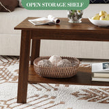 31.49" Coffee Table, 2-Tier Small Living Room Table, Rustic Modern Farmhouse Wood for Living Room, Bedroom, Walnut, Easy Assembly Elementool