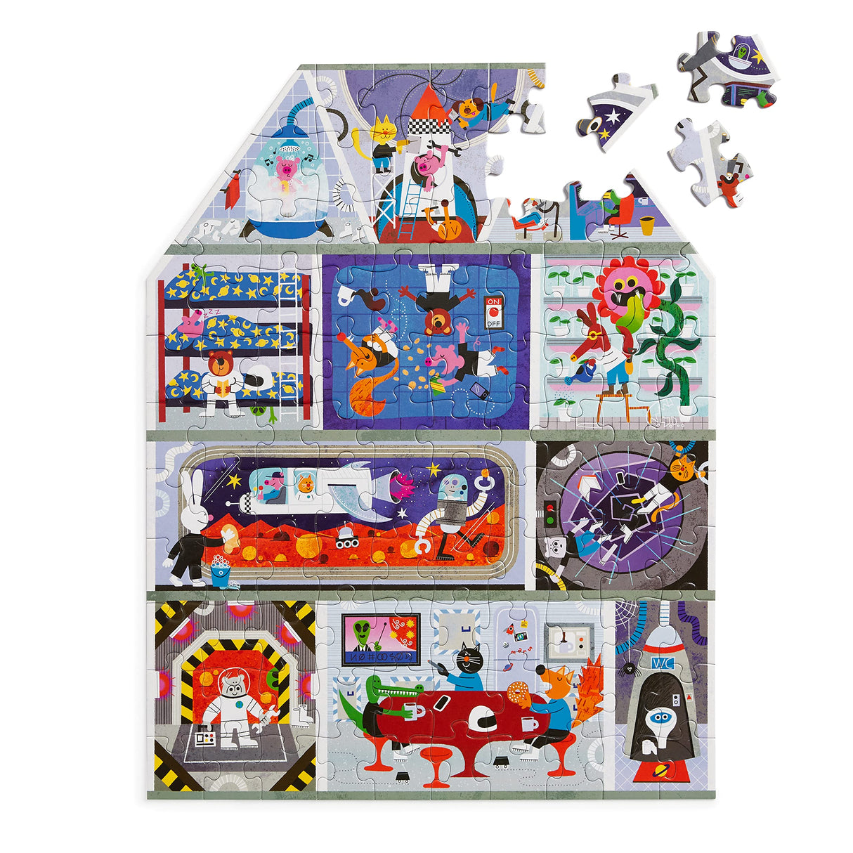 Mudpuppy House on Mars 100 Piece House-Shaped Puzzle Mudpuppy