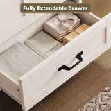 LIKIMIO Armoire Wardrobe Closet with Barn Doors and Drawers and Full Mirror and 5 Storage Shelves 70" Wooden Bedroom Wardrobe Combination for Hanging Clothes, White LIKIMIO