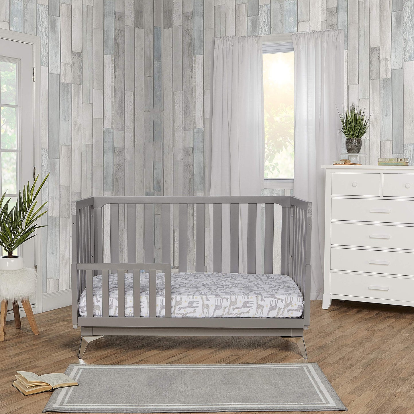 Dream On Me Harper 4-In-1 Convertible Crib In Storm Grey, Greenguard Gold & JPMA Certified, 3 Mattress Height Settings