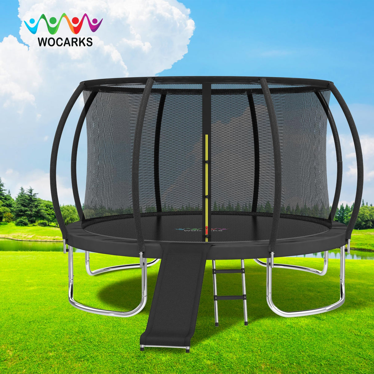 wocarks Trampoline Pad, 10ft 12ft 14ft Trampoline Replacement Safety Pad, Waterproof and Tear-Resistant Safety Spring Cover Round Frame Pad (Black, 14FT) wocarks